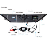 ACOPOWER 120W Light Weight Foldable Solar Panel Kit, Waterproof ProteusX 20A LCD Charge Controller - acopower